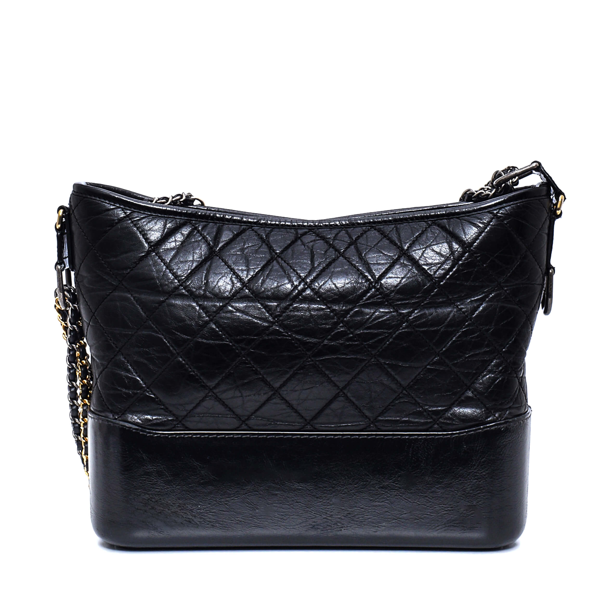 Chanel - Black Quilted Distressed Leather Medium Gabrielle Bag 